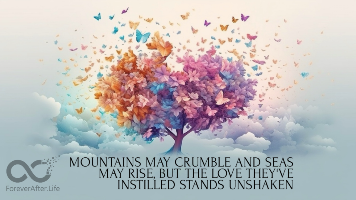 Mountains may crumble and seas may rise, but the love they've instilled stands unshaken